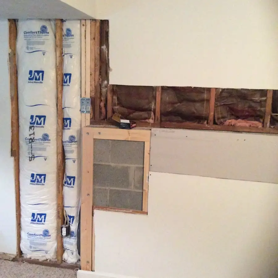 Wall insulation replacement during Basement Flood Cleanup in Ellsworth